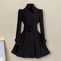 Autumn elegant woolen coat Fashion Lace-Up