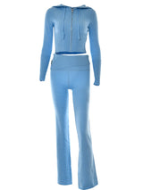 Women 2 Piece Outfits Zip Up Crop Jacket Pants Loungewear