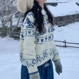Chunky Knit Collared Zip-up Jacket Cozy Cardigan