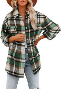 Autumn Women's Plaid Jacket Long Sleeve Lapel