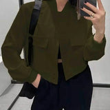 Fashion Women Elegant Solid Bomber Jacket