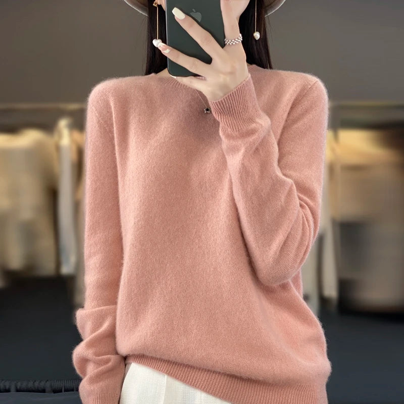 Women's Casual Knitted Pullover Coat – Soft O-Neck Winter Sweater