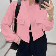 Fashion Women Elegant Solid Bomber Jacket