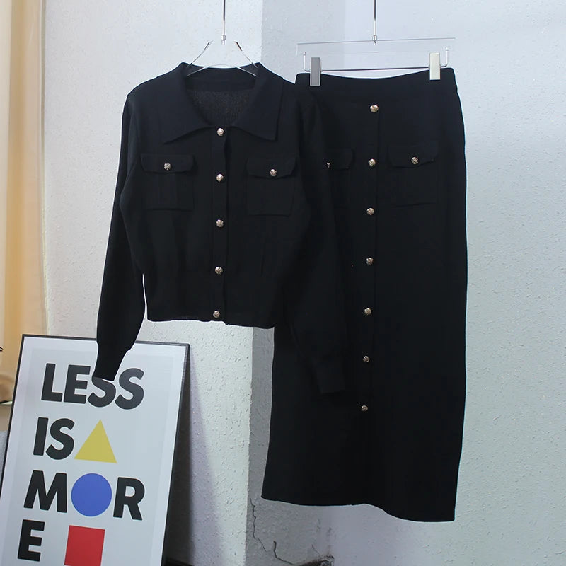Vintage Knit Blazer Dress 2 Piece Matching Set