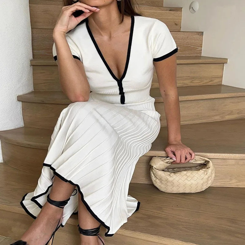 Summer Women White long Skirt Suit