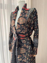 Miyake Pleated Print Foldable Collar Long Sleeve Coats