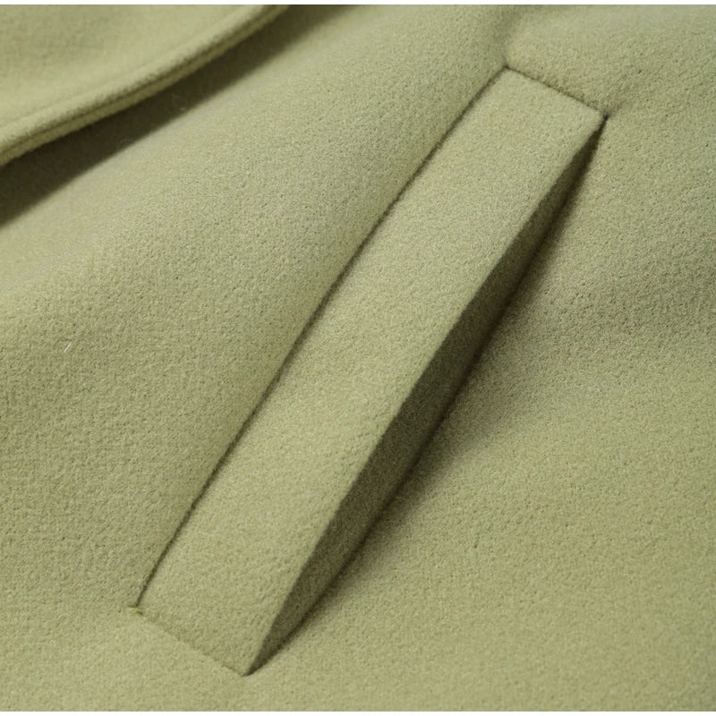Street Ribbed Woolen Long Coat