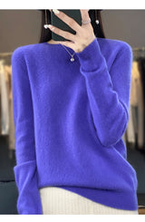 Women's Casual Knitted Pullover Coat – Soft O-Neck Winter Sweater
