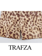 TRAFZA Women's Summer Fashion Leopard Print Jumpsuit