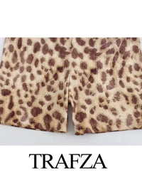 TRAFZA Women's Summer Fashion Leopard Print Jumpsuit