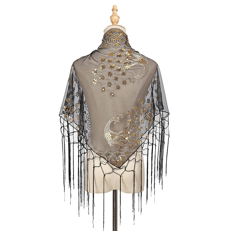 Elegant Sequins Triangle Scarf Fashion Lace