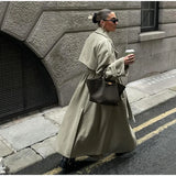 Street Ribbed Woolen Long Coat