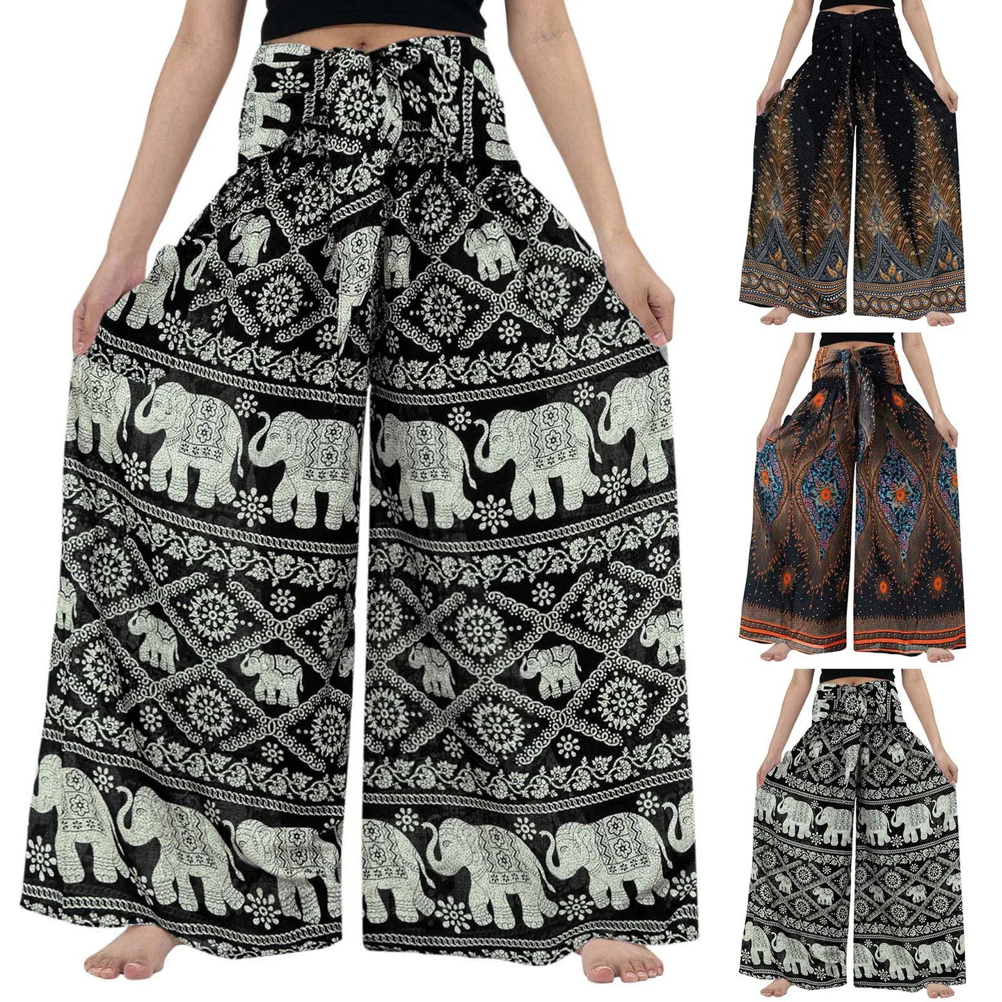 Elastic Wide Leg Pants Fashion Chiffon Trousers