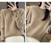 Women's Casual Knitted Pullover Coat – Soft O-Neck Winter Sweater
