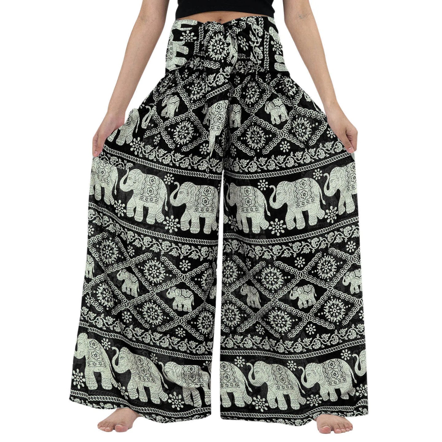 Elastic Wide Leg Pants Fashion Chiffon Trousers