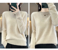 Women's Casual Knitted Pullover Coat – Soft O-Neck Winter Sweater