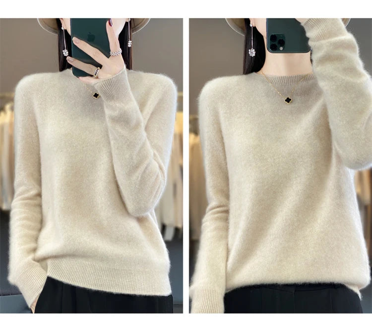 Women's Casual Knitted Pullover Coat – Soft O-Neck Winter Sweater