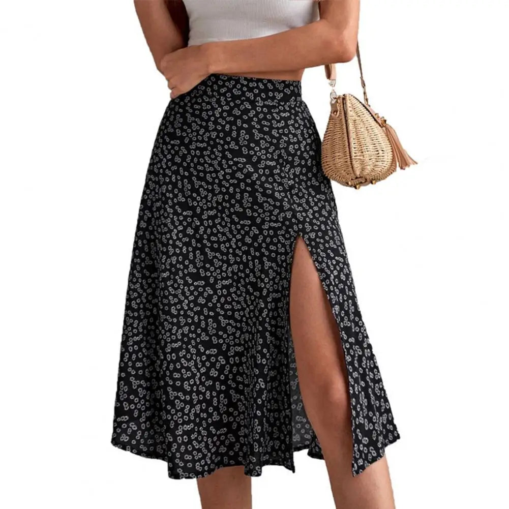 Maxi Skirt Elastic High Waist Ruffle Long Skirt