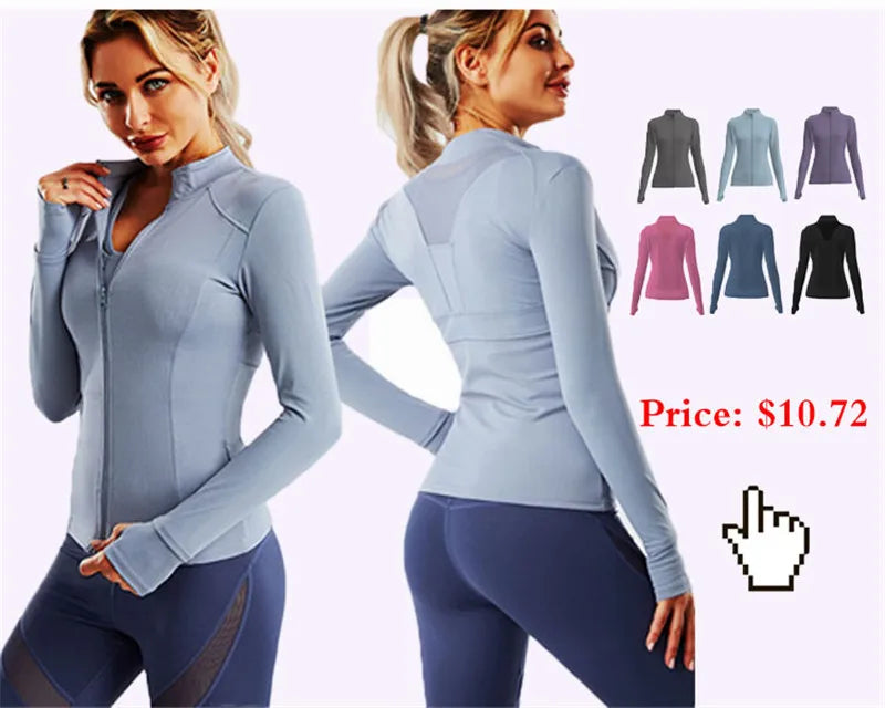 Women Full Zip-up Yoga Top Workout Running Jackets