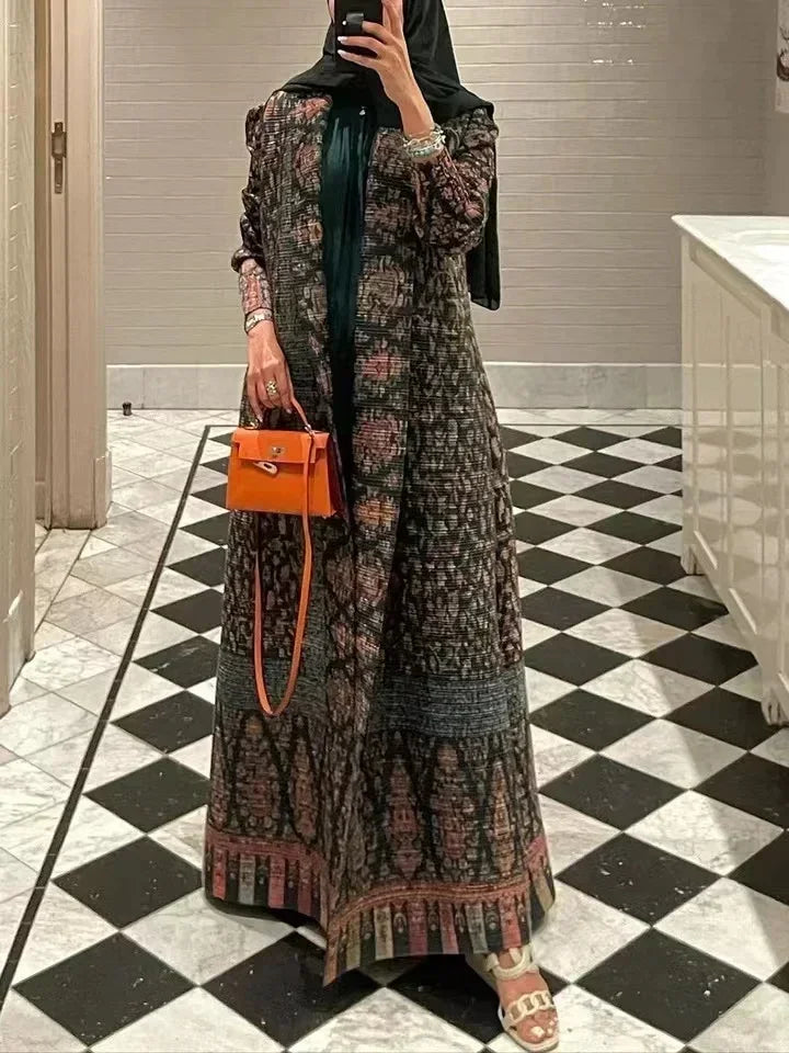Miyake Pleated Print Foldable Collar Long Sleeve Coats