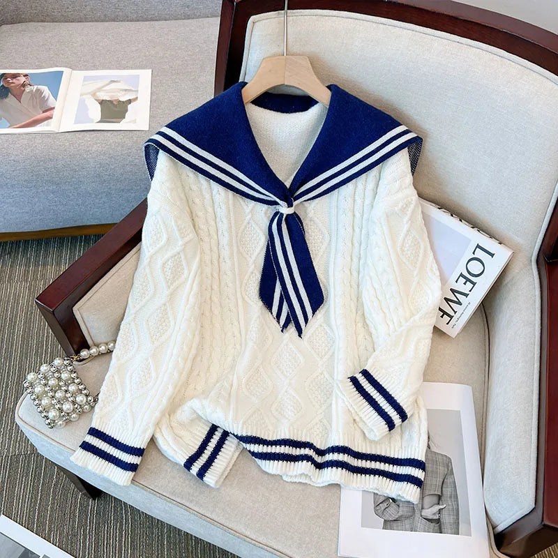 Bow Knit Sweater Pullover Women Long Sleeve V-neck Tops