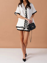 Women 2 piece rickrack trim outfits