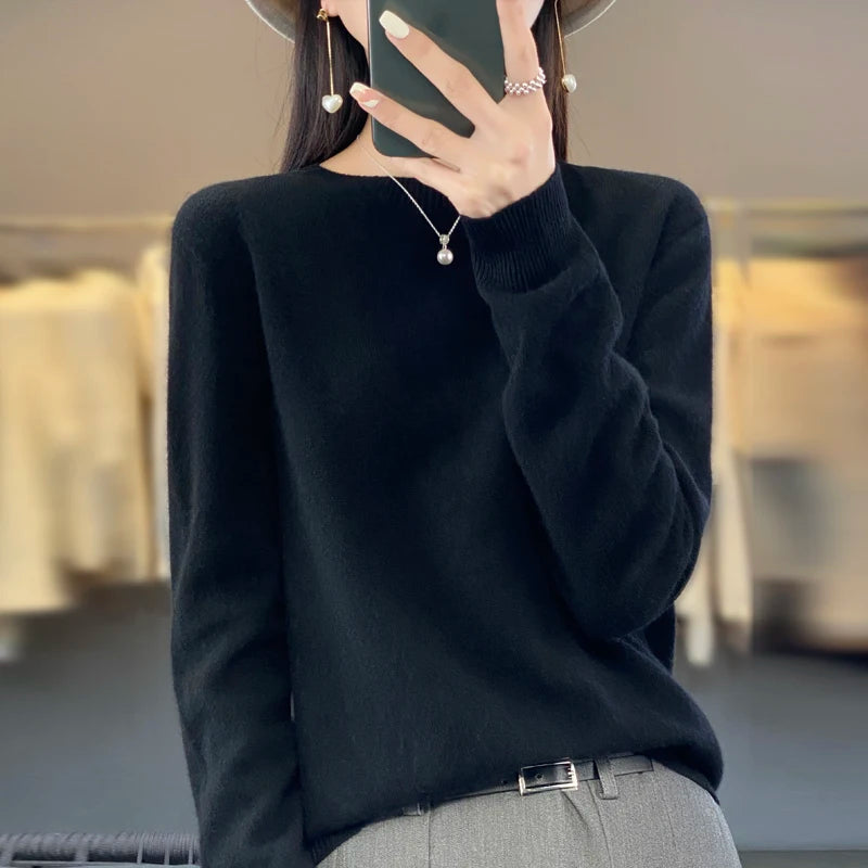 Women's Casual Knitted Pullover Coat – Soft O-Neck Winter Sweater