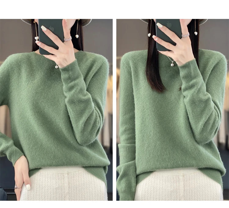 Women's Casual Knitted Pullover Coat – Soft O-Neck Winter Sweater