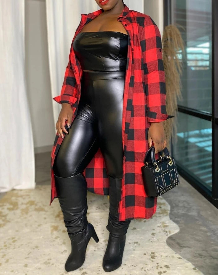 Women Spring Autumn Fashion jackets Plaid Print