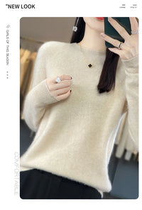 Women's Casual Knitted Pullover Coat – Soft O-Neck Winter Sweater