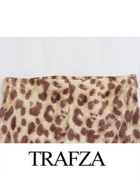 TRAFZA Women's Summer Fashion Leopard Print Jumpsuit