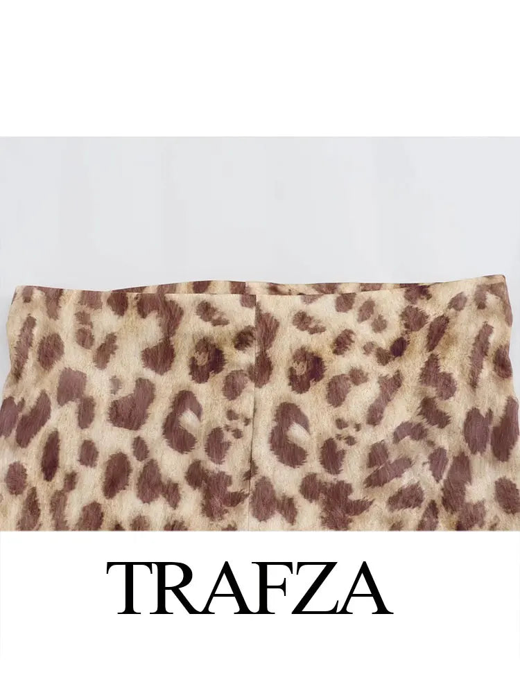 TRAFZA Women's Summer Fashion Leopard Print Jumpsuit