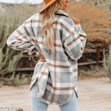Autumn Women's Plaid Jacket Long Sleeve Lapel