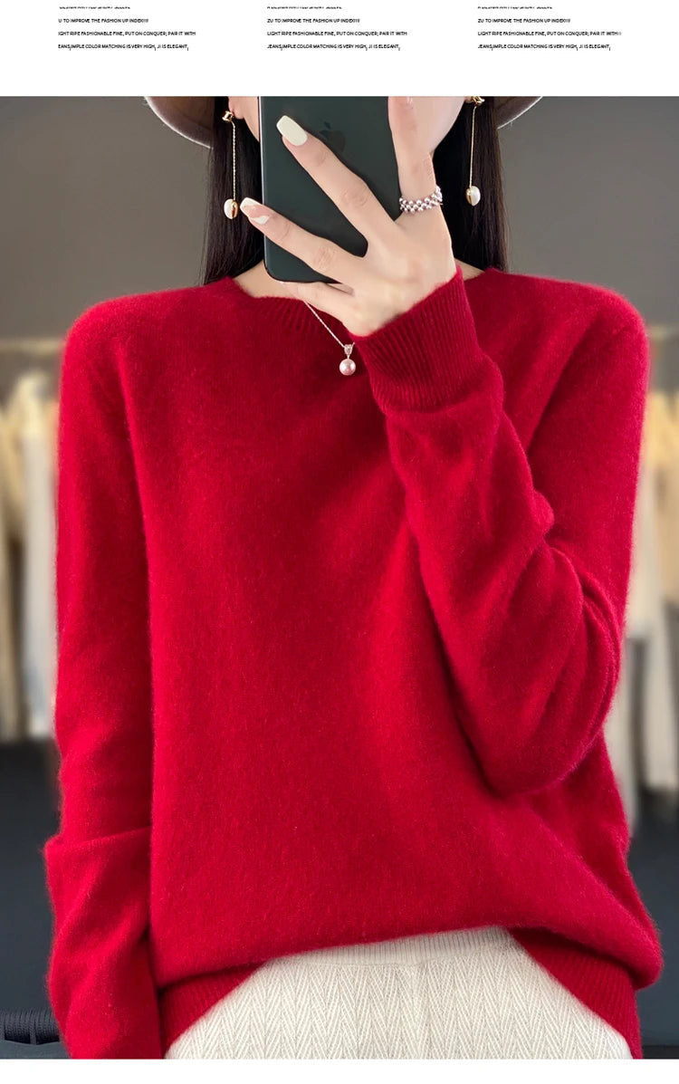 Women's Casual Knitted Pullover Coat – Soft O-Neck Winter Sweater