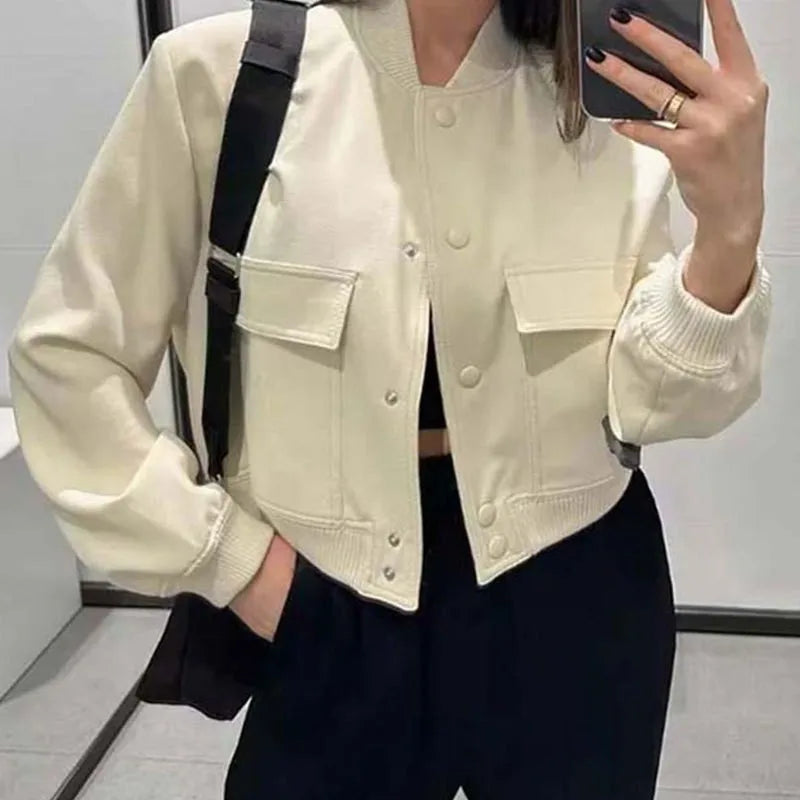 Fashion Women Elegant Solid Bomber Jacket