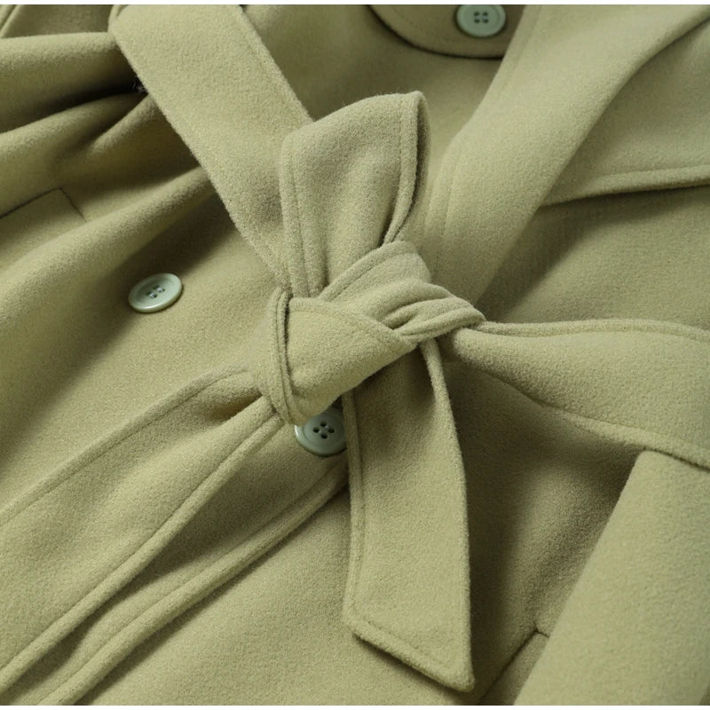 Street Ribbed Woolen Long Coat