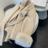 Versatile Tweed Cape Coat Belt Models