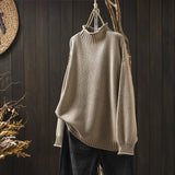Vintage Turtleneck Pullover Women Knit Long Sleeve Top