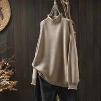 Vintage Turtleneck Pullover Women Knit Long Sleeve Top