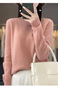 Women's Casual Knitted Pullover Coat – Soft O-Neck Winter Sweater
