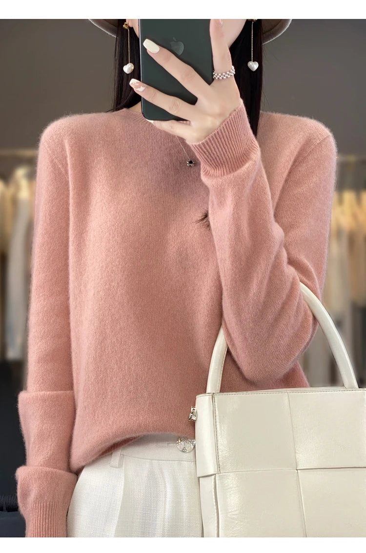 Women's Casual Knitted Pullover Coat – Soft O-Neck Winter Sweater