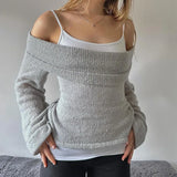 Women Off the Shoulder Knitted Sweater Top