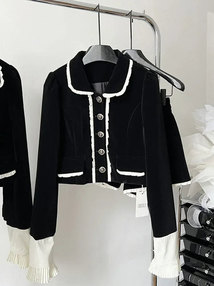 2 Piece Shorts Sets Peter Pan Collar Luxury Cardigans Fashion