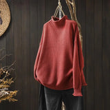 Vintage Turtleneck Pullover Women Knit Long Sleeve Top