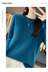 Women's Casual Knitted Pullover Coat – Soft O-Neck Winter Sweater