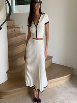 Summer Women White long Skirt Suit