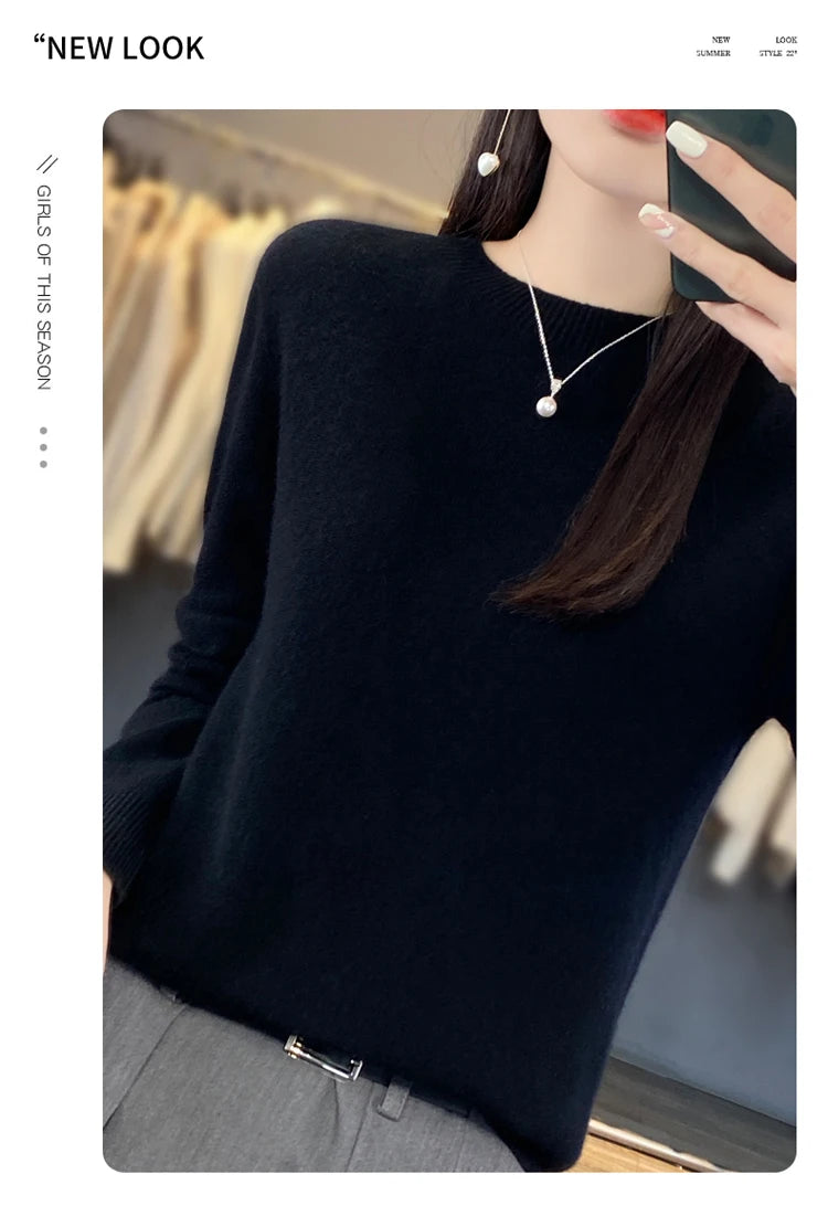 Women's Casual Knitted Pullover Coat – Soft O-Neck Winter Sweater