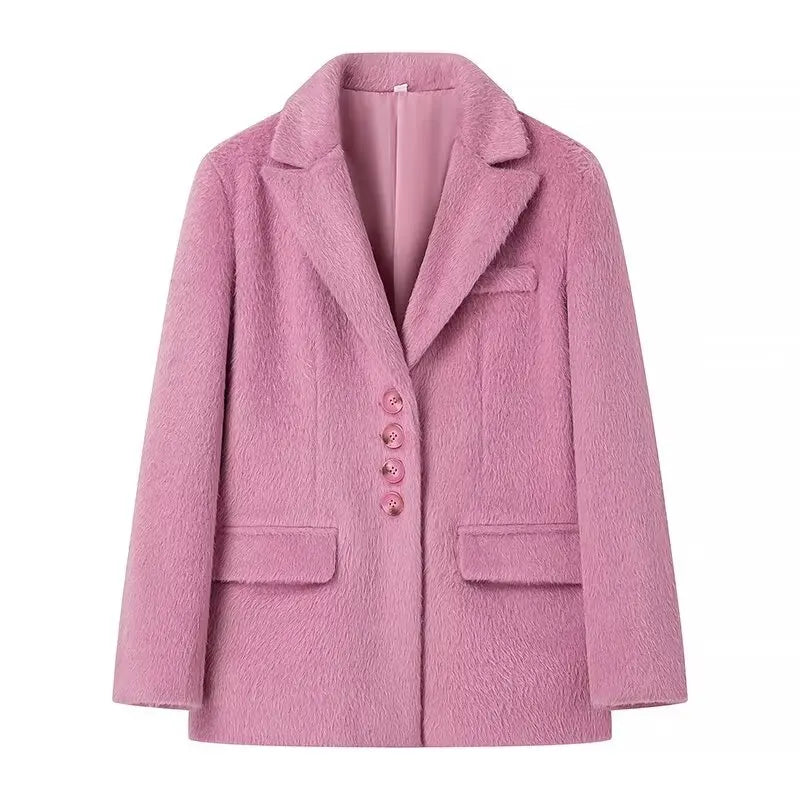 Streetwear Long Hairy Shaggy Blazer Coats