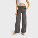 wide leg yoga pants drawstring