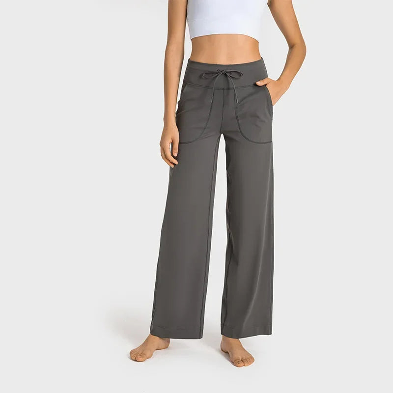 wide leg yoga pants drawstring